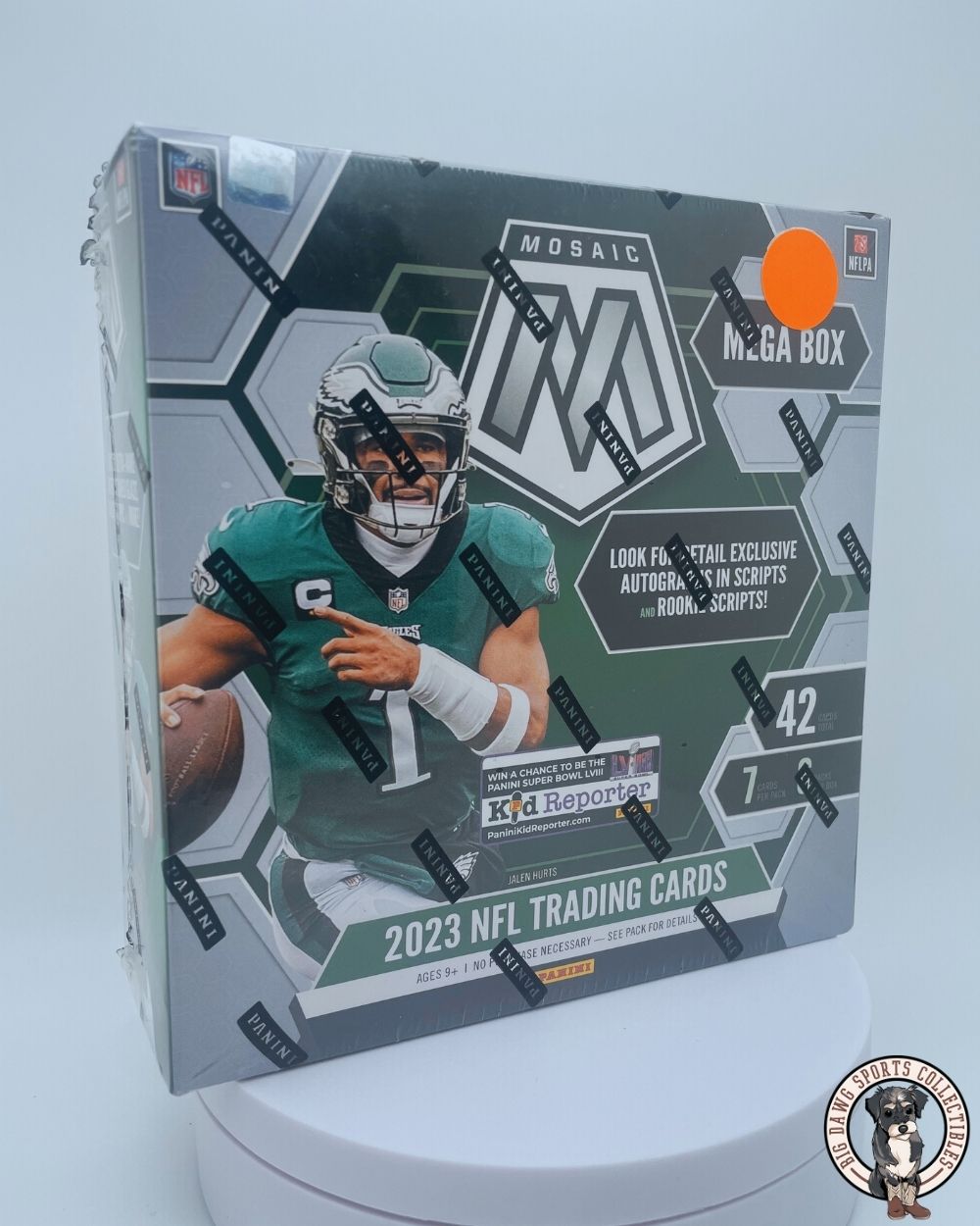 2023 Panini Mosaic NFL Trading Cards Mega Box - 42 Cards Per Box - Jalen Hurts Cover