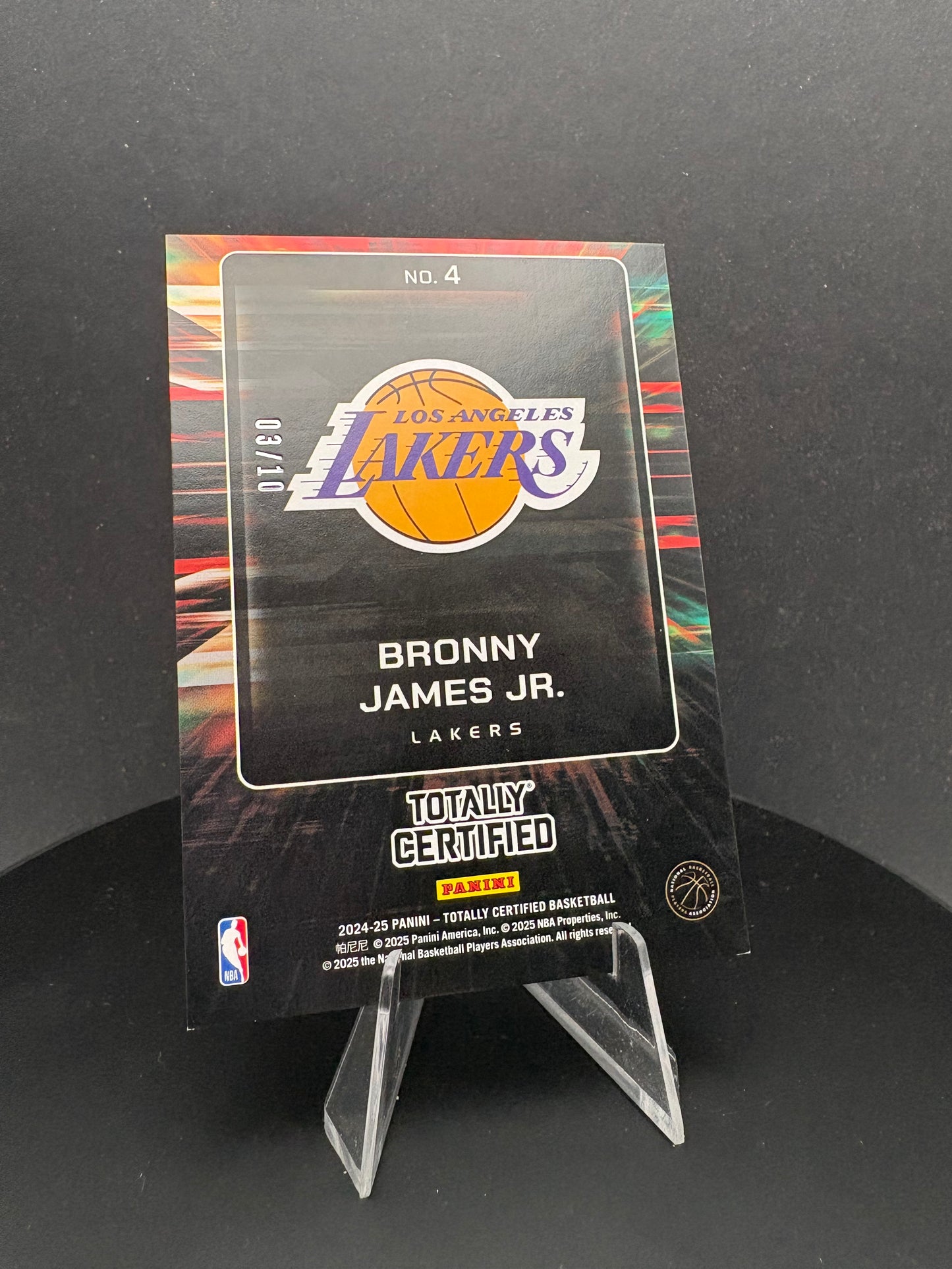 2025 Panini Totally Certified Bronny James, Jr. 3/10 RC