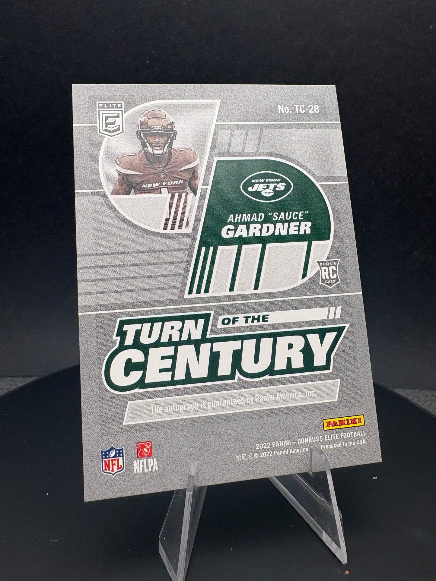 2022 Donruss Elite Ahmad "Sauce" Gardner Turn of the Century RC auto /99