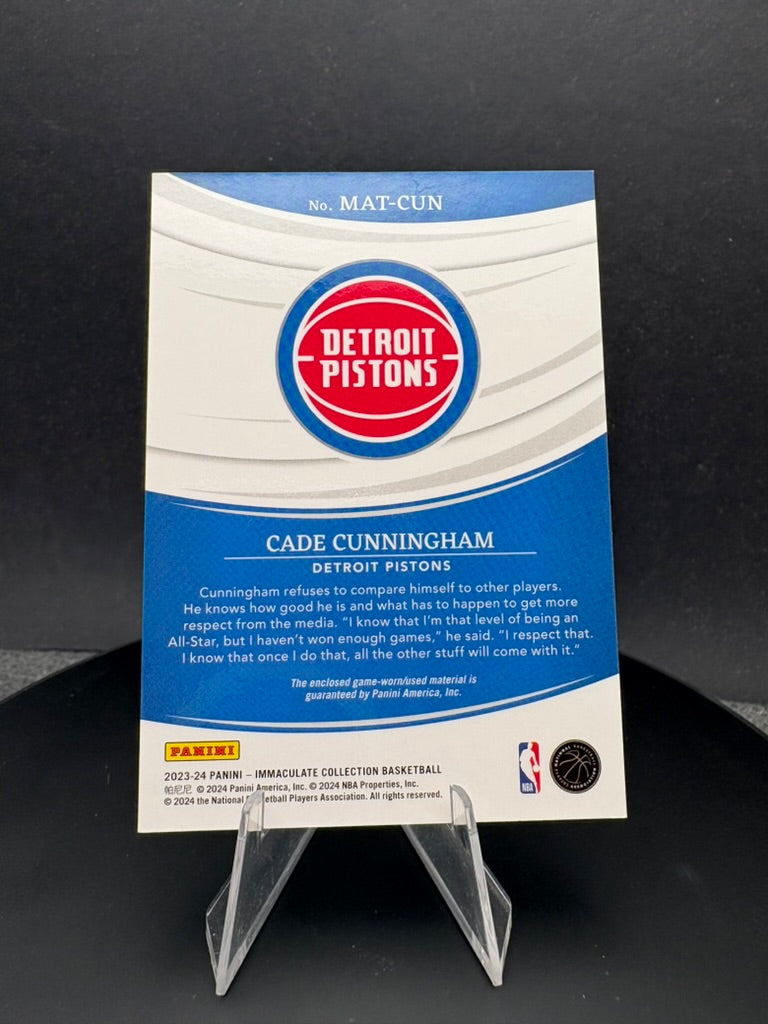 2023-24 Immaculate Collection Cade Cunningham tri-color patch /10 gold