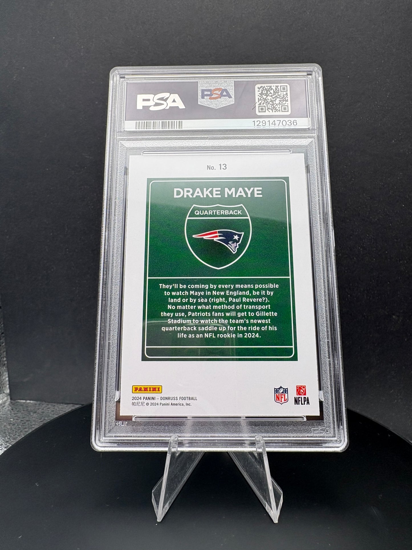 2024 Donruss Drake Maye Downtown PSA 8