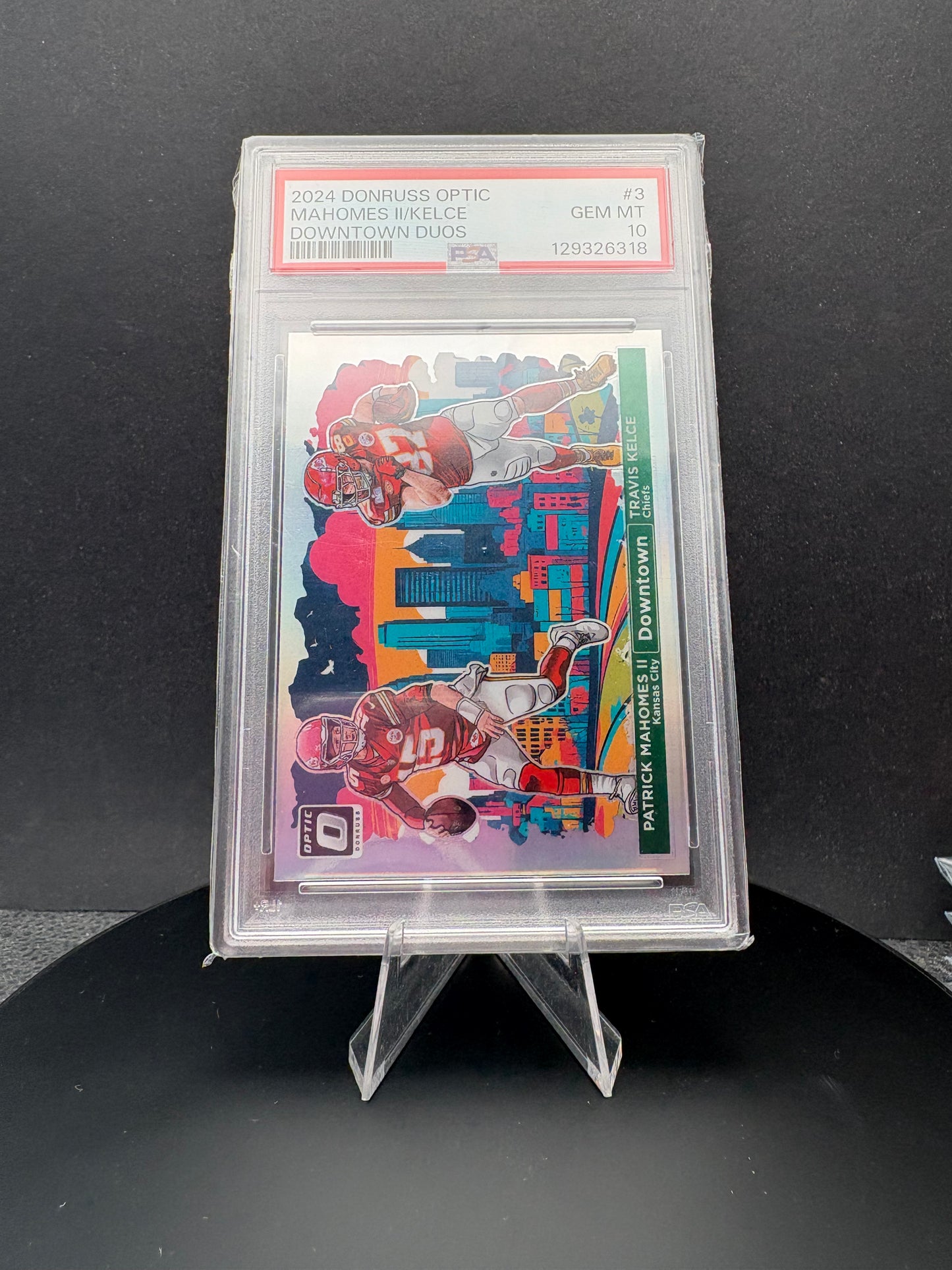 2024 Donruss Optic Mahomes II/Kelce Downtown Duos PSA 10