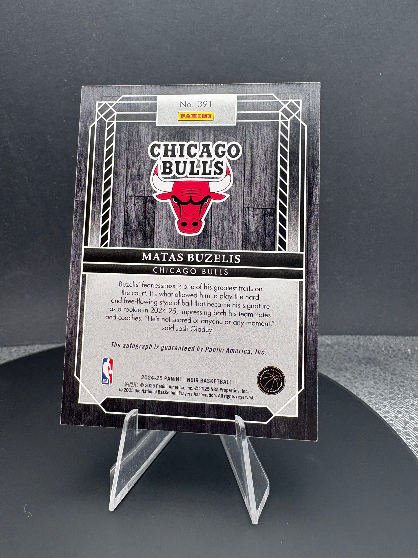 2024-25 NOIR Matas Buzelis RC auto /25 Chicago Bulls