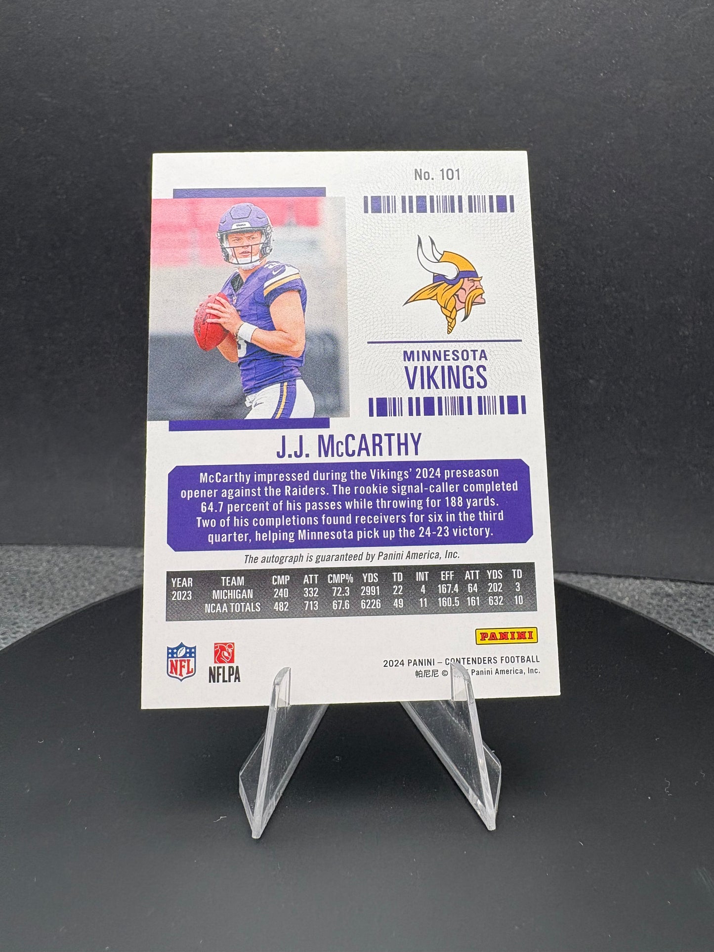 2024 Contenders JJ McCarthy Rookie Ticket auto