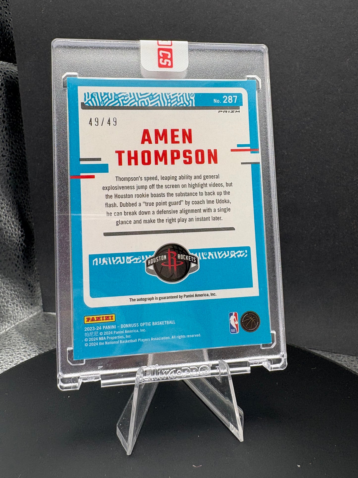 2023-24 Donruss Optic PRIZM Amen Thompson Rated Rookie /49 AUTO