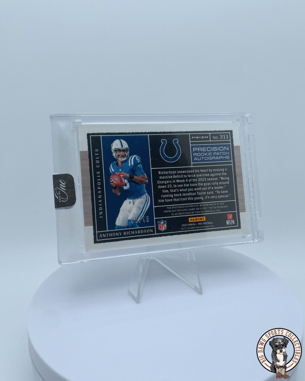 Anthony Richardson 2023 Panini One Precision Rookie Patch Autographs #311 - Indianapolis Colts