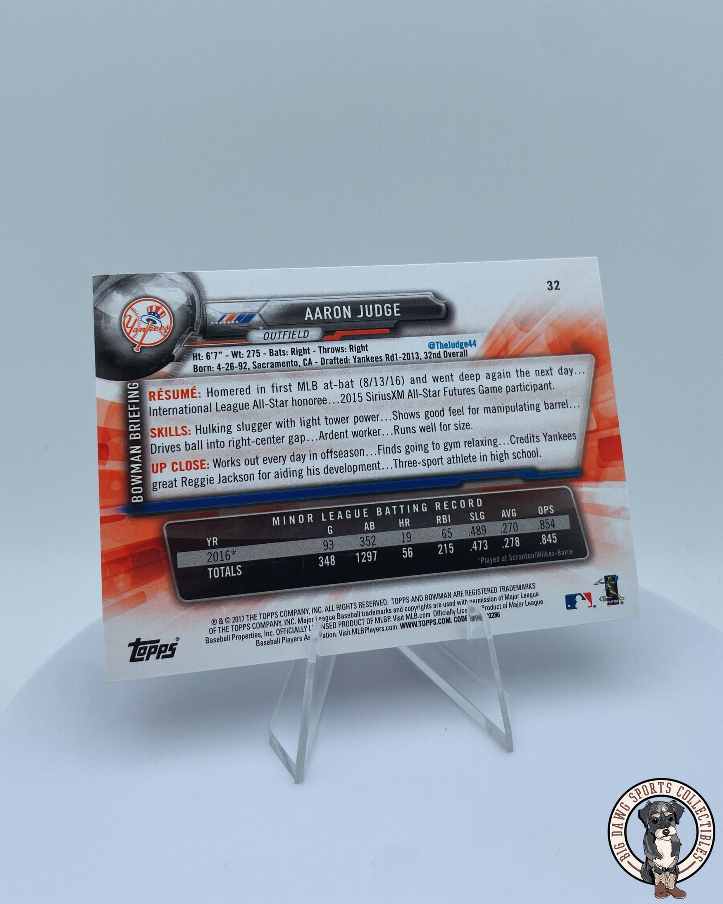 Aaron Judge Rookie Card (RC) NY Yankees #32 - 2017 Topps