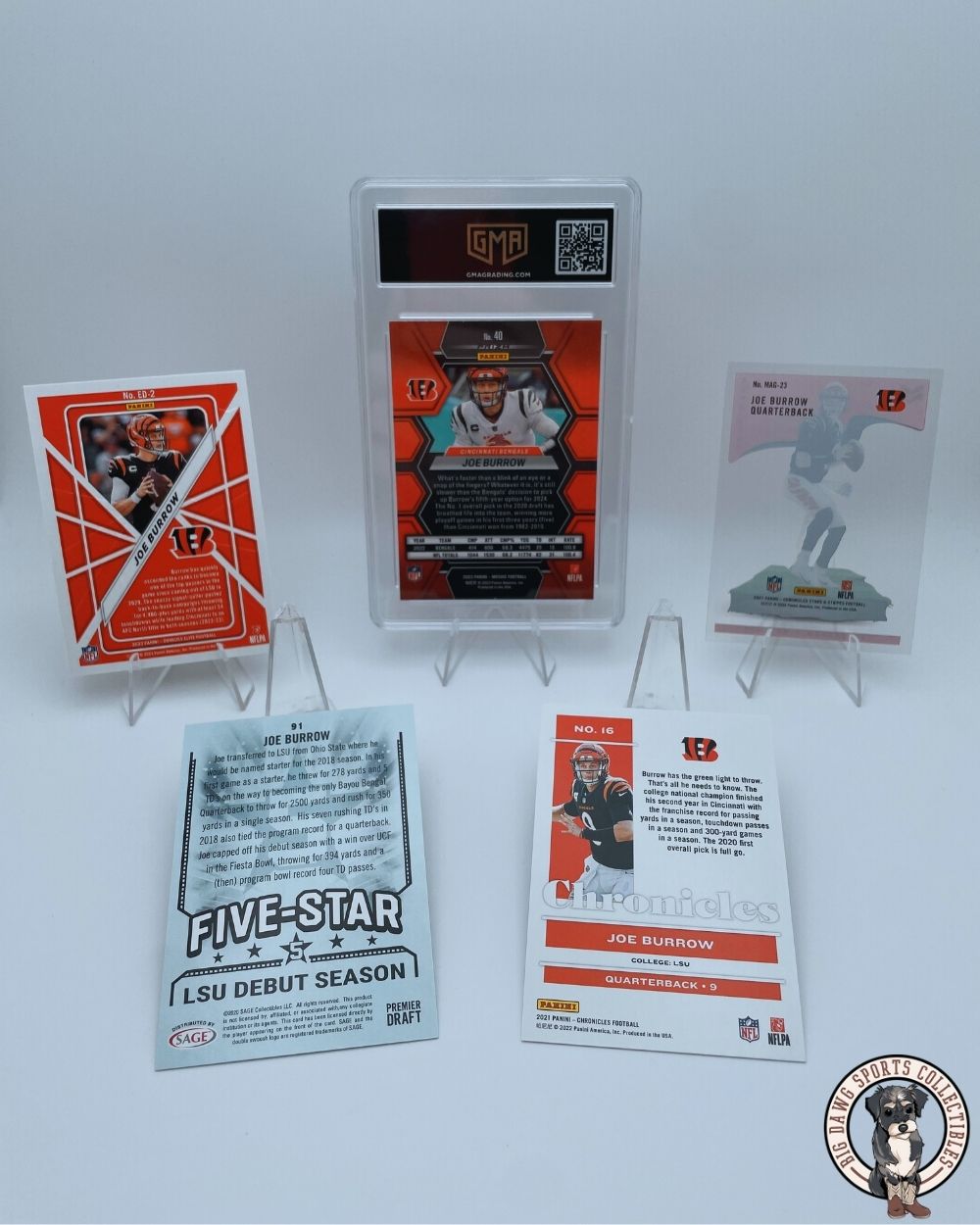 Joe Burrow Bundle - 2020 Mosaic Pink Camo (GMA 9), Chronicles, and LSU Rookie Cards