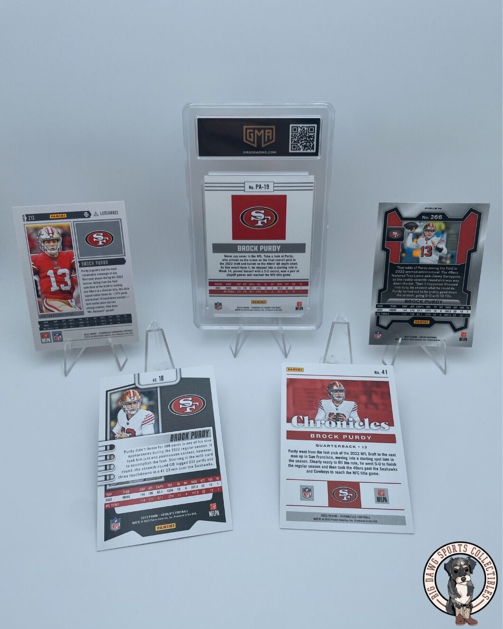 Brock Purdy Bundle – 2022 Chronicles Pink Rookie (GEM MT 10), Chronicles Grid, & Rated Rookie Collection