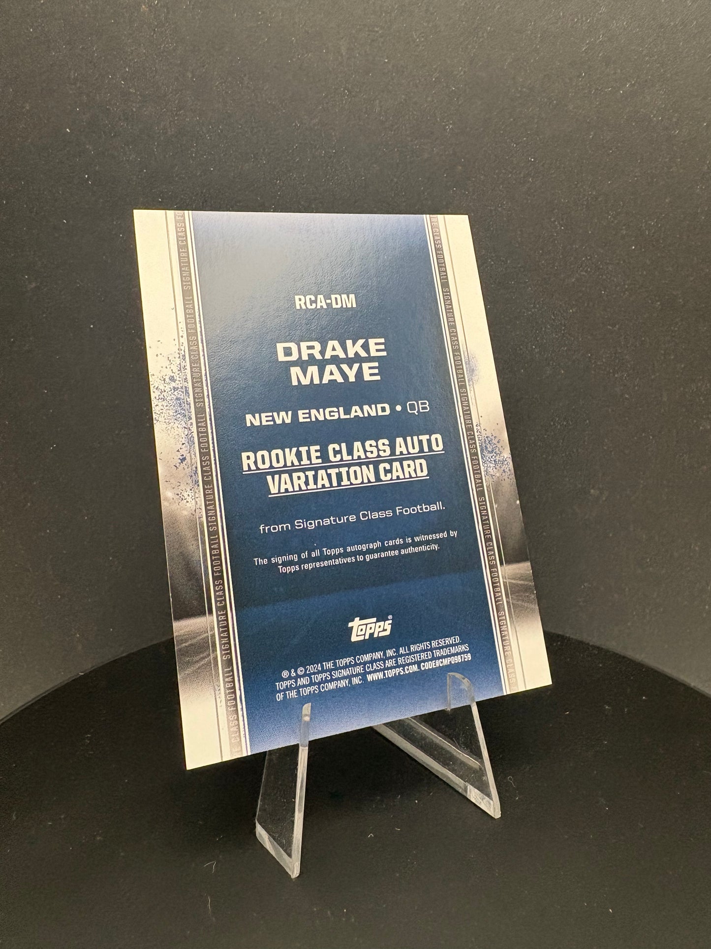 Drake Maye Topps auto rookie card