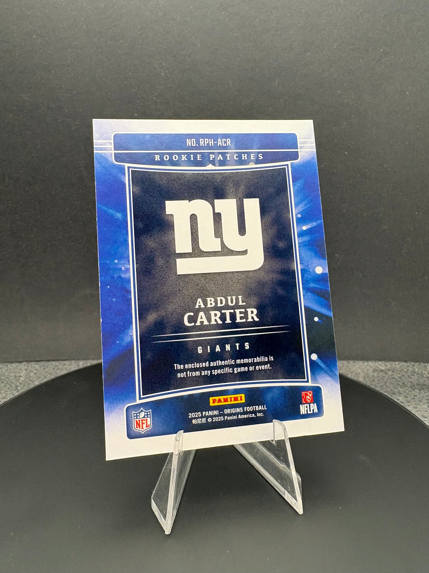 2025 Origins Abdul Carter Rookie Patches /75 2 color patch