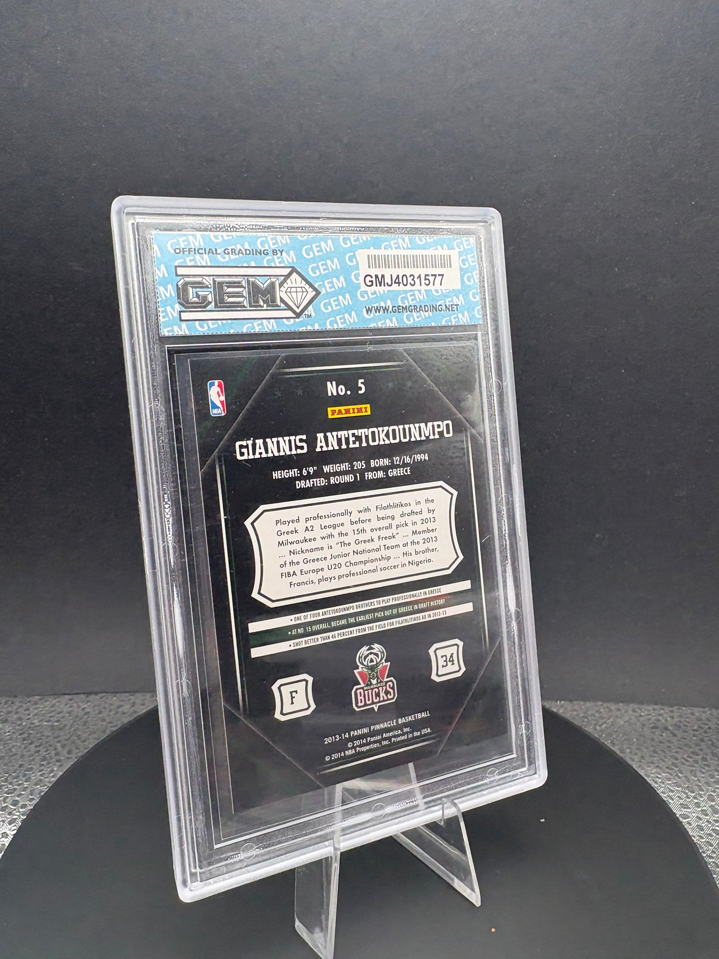 2013-14 Pinnacle GEM 10 Giannis Antetokounmpo RC