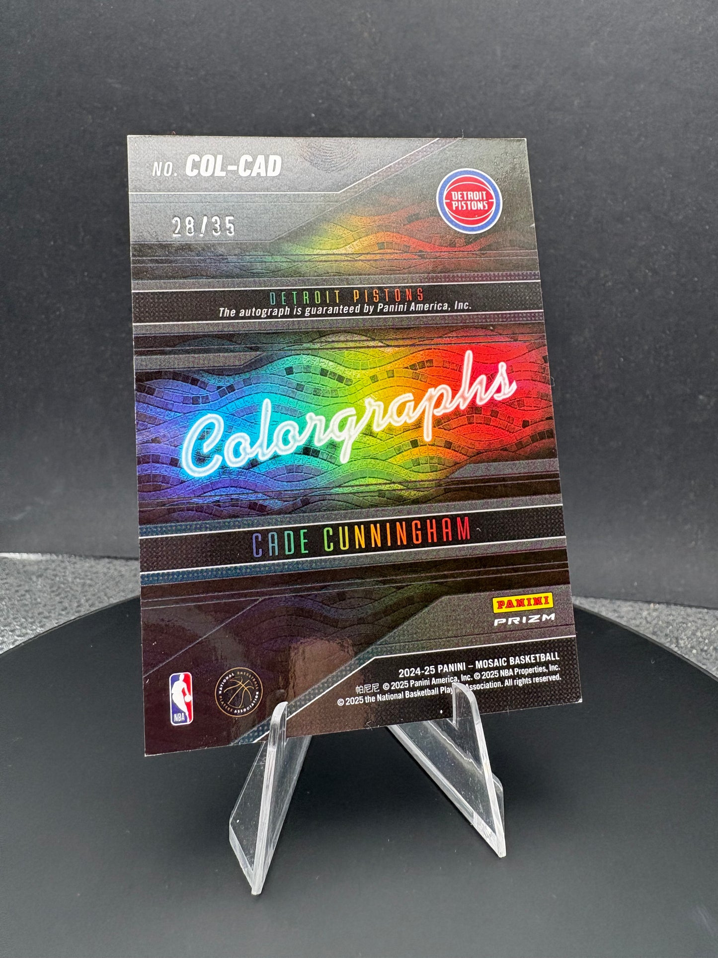 2024-25 Panini Mosaic Cade Cunningham Colorgraphs Auto Blue /35