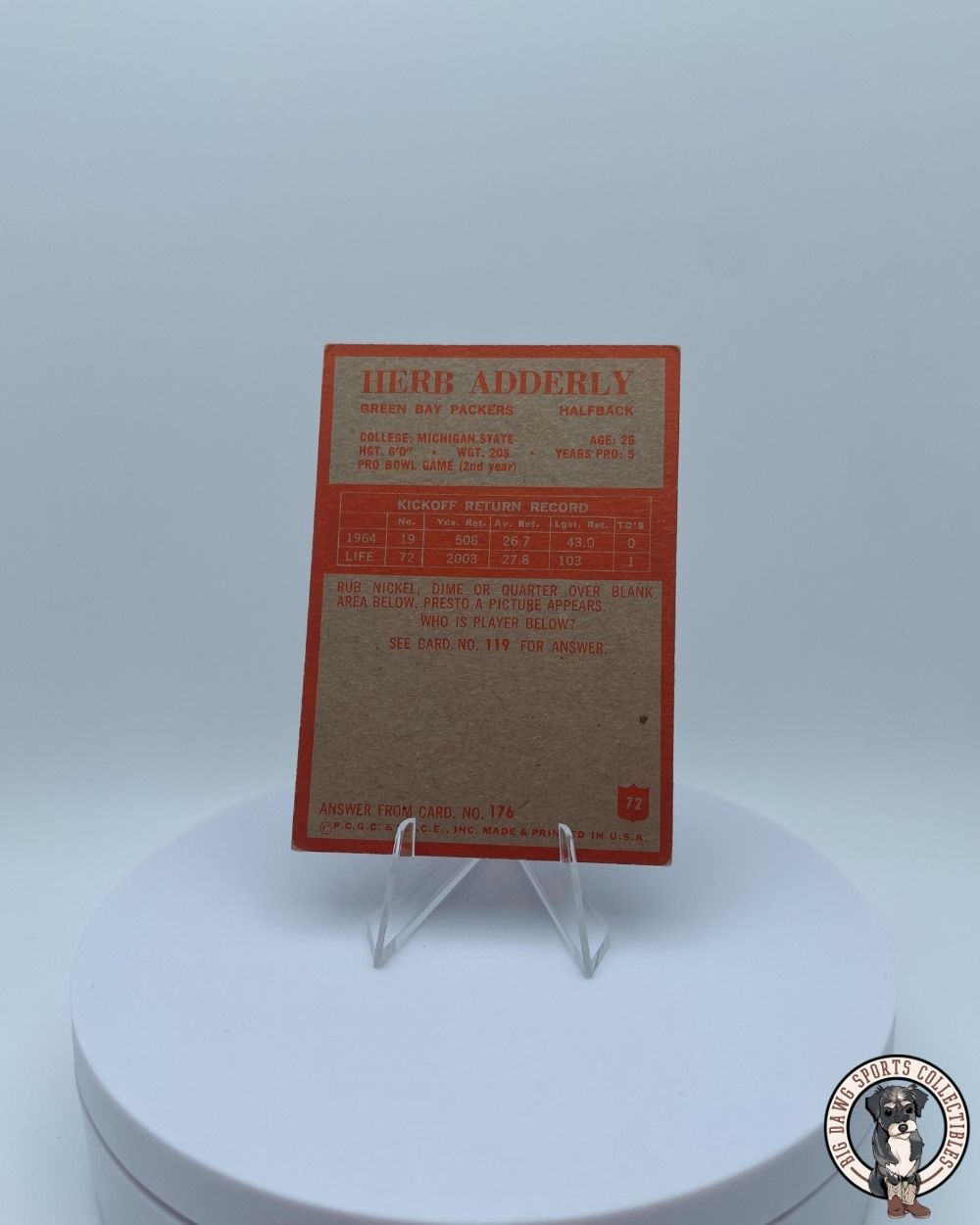 Herb Adderley 1965 Philadelphia #72 – Green Bay Packers