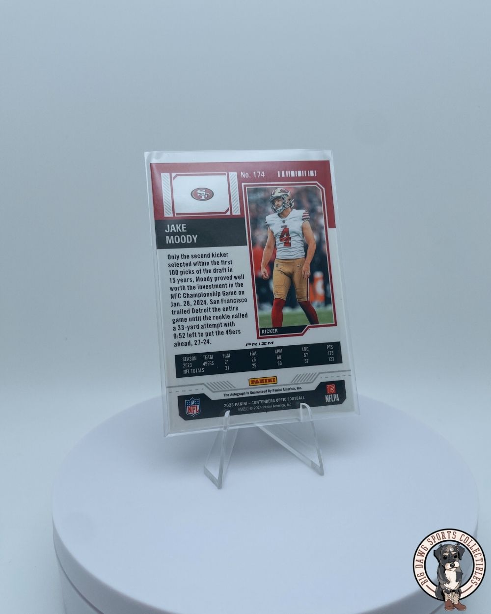 Jake Moody 2023 Panini Contenders Optic Rookie Ticket Auto Patch #25/25 - San Francisco 49ers