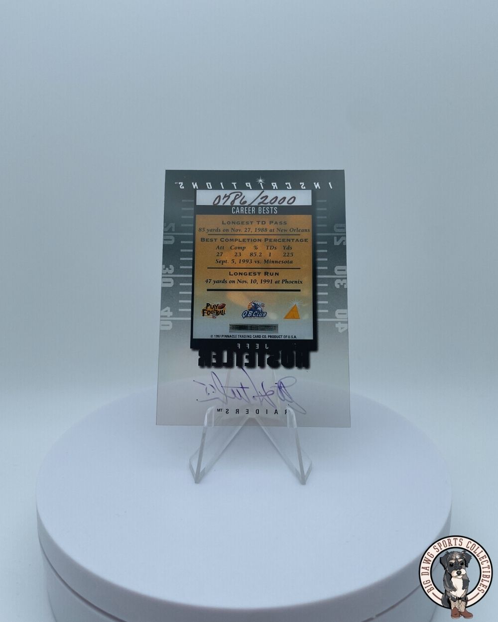 Jeff Hostetler 1997 Pinnacle Inscriptions Auto #786/2000 – Oakland Raiders