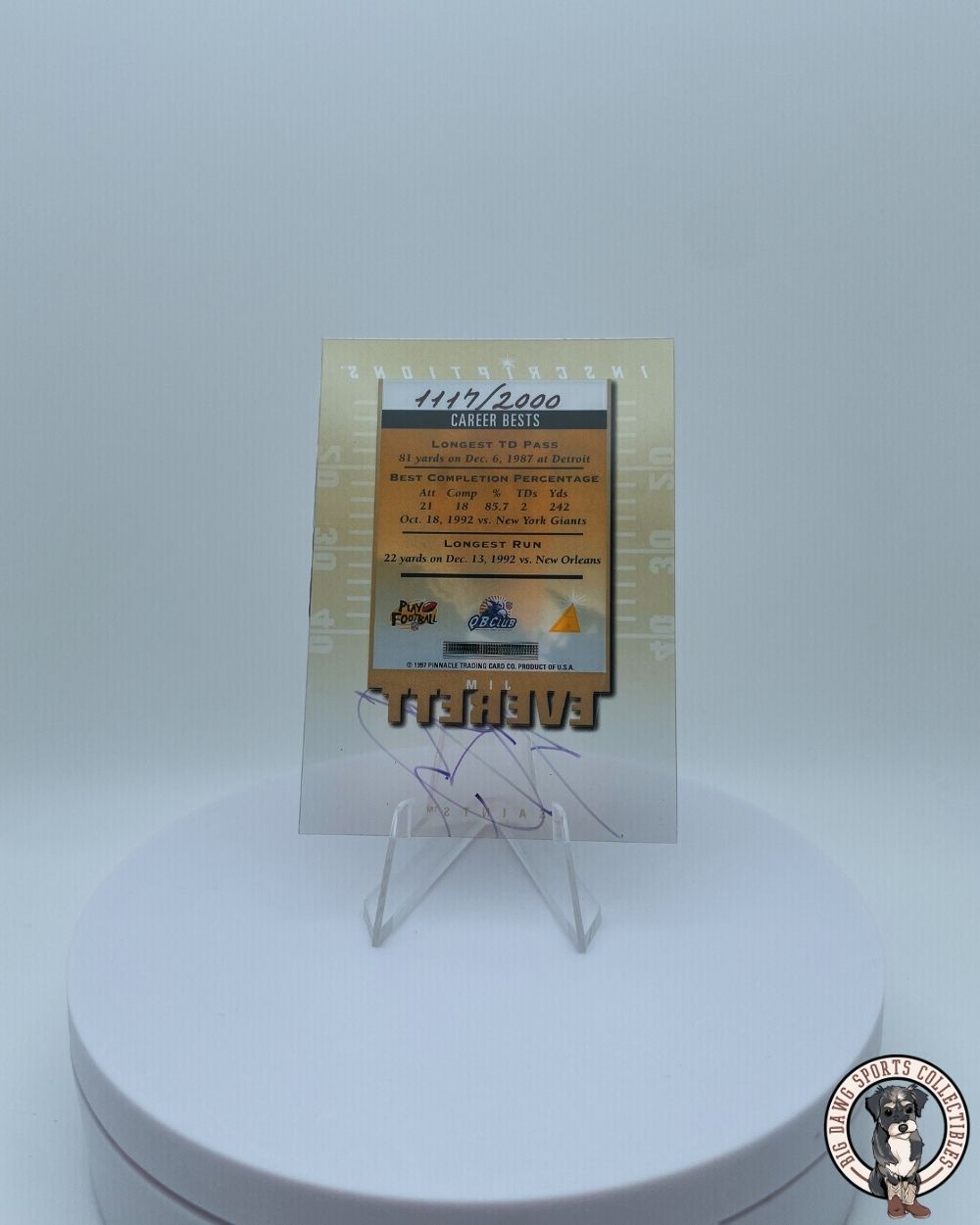 Jim Everett 1997 Pinnacle Inscriptions Auto #1117/2000 – New Orleans Saints