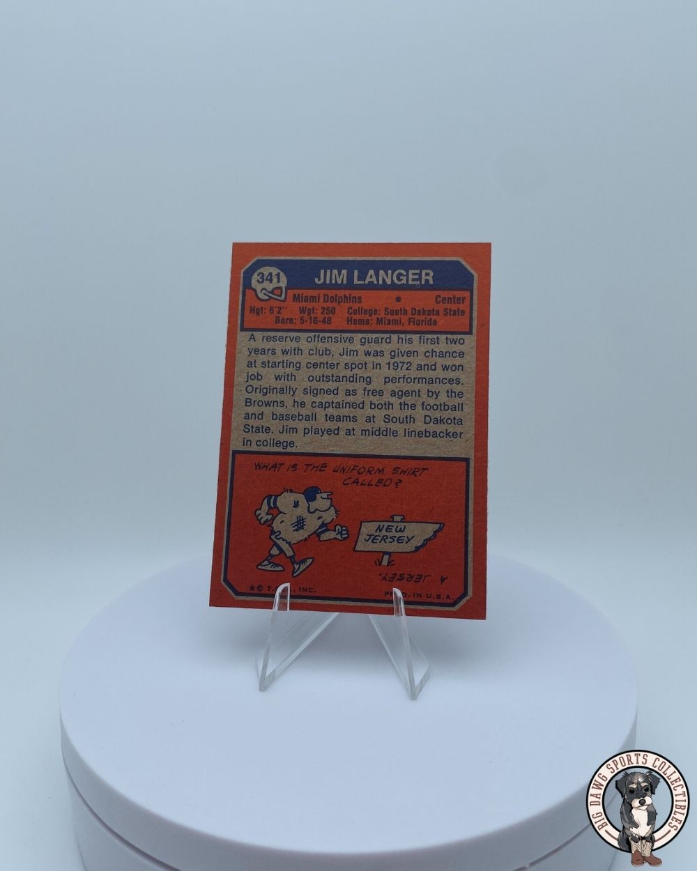 Jim Langer 1973 Topps RC #341 – Miami Dolphins