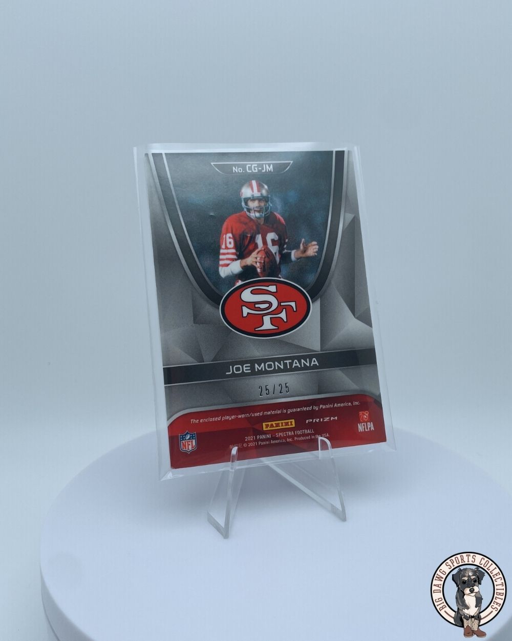 Joe Montana 2021 Panini Spectra Championship Gear Patch Card #CG-JM 25/25 - San Francisco 49ers