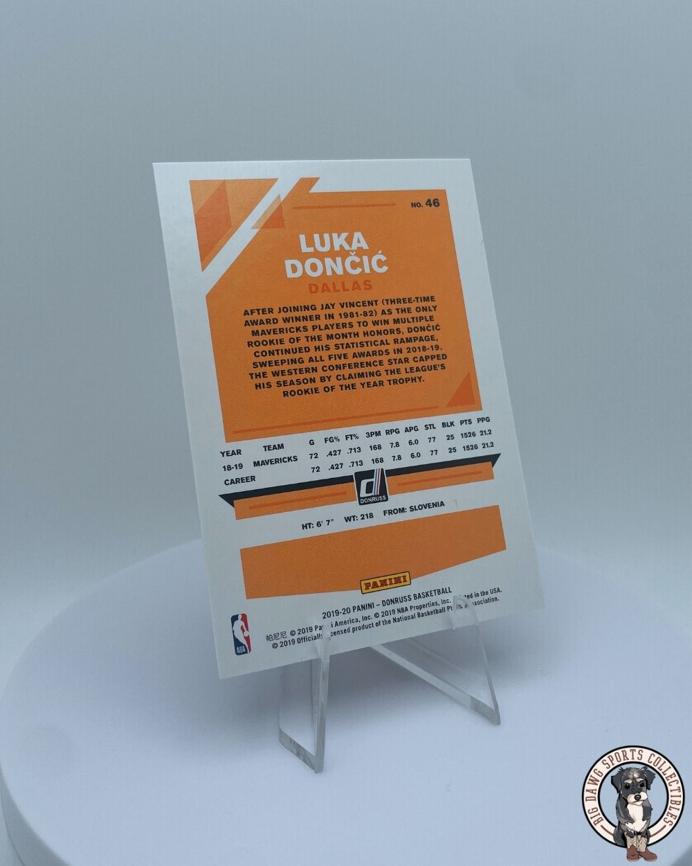 Luka Dončić 2019-20 Panini Donruss Orange Laser #46 - Dallas Mavericks
