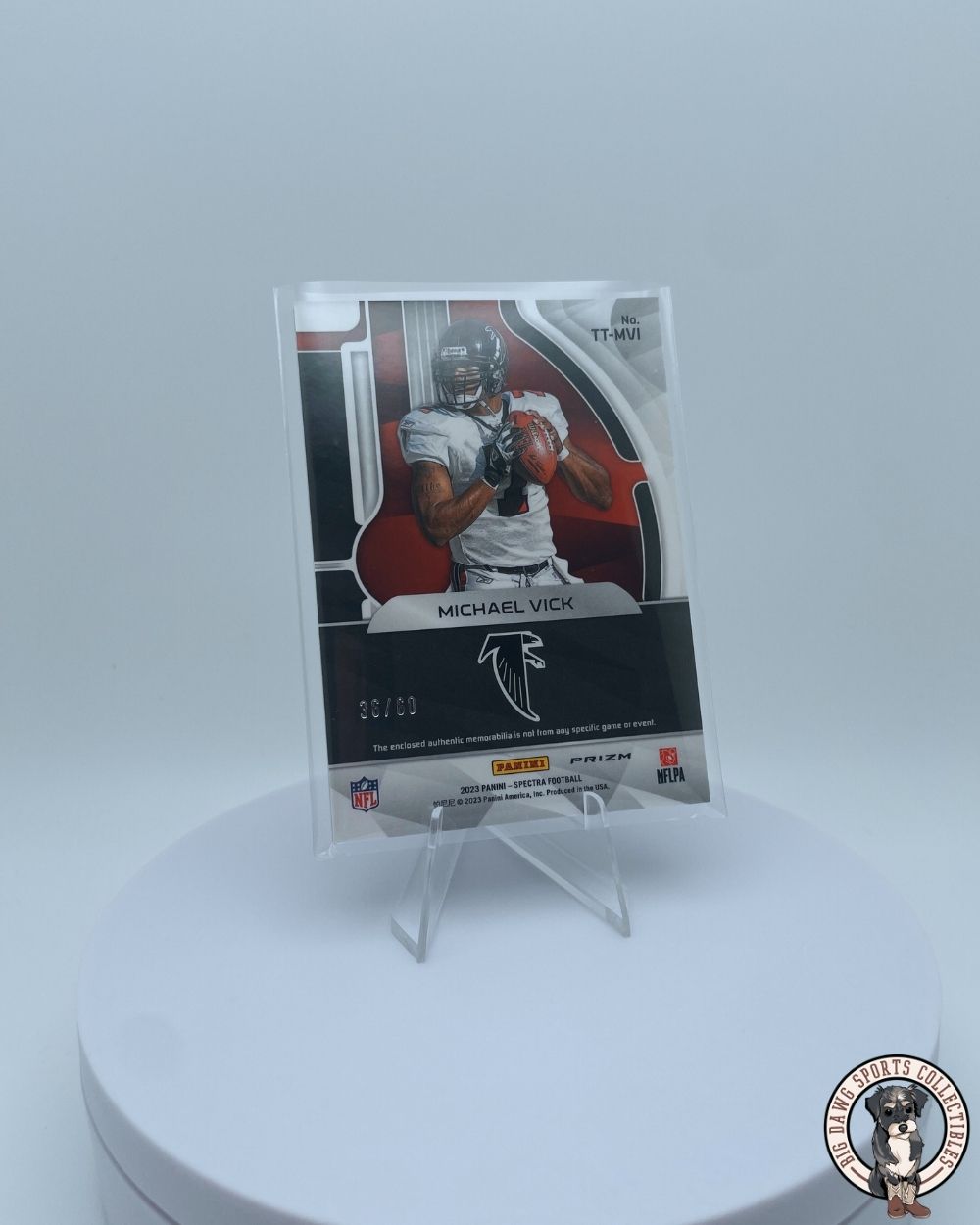 Michael Vick 2023 Panini Spectra Triple Threats Jersey Patch Card #TT-MVI 36/60 - Atlanta Falcons