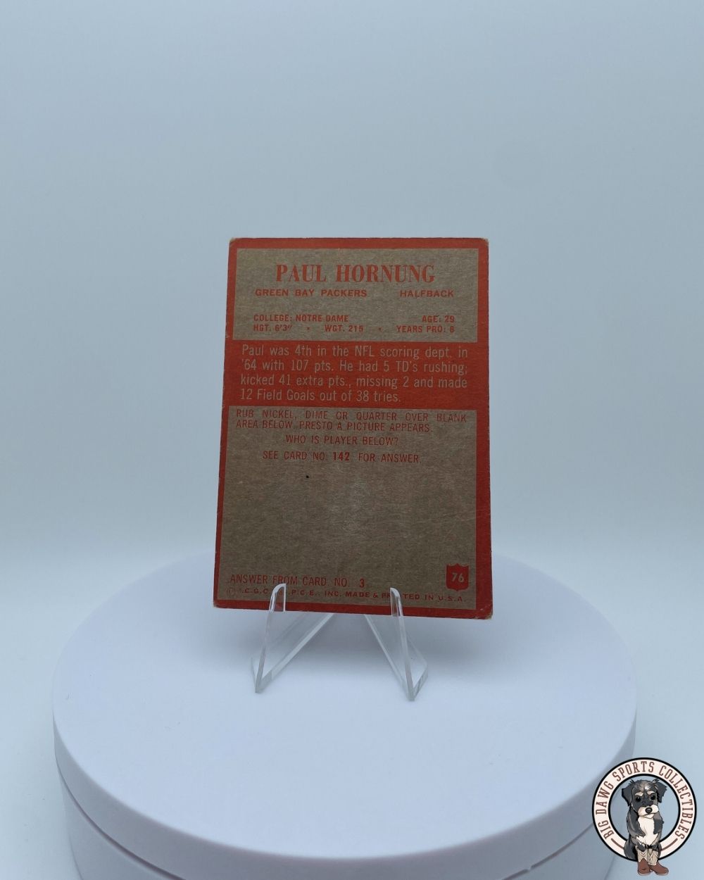 Paul Hornung 1965 Philadelphia #76 – Green Bay Packers