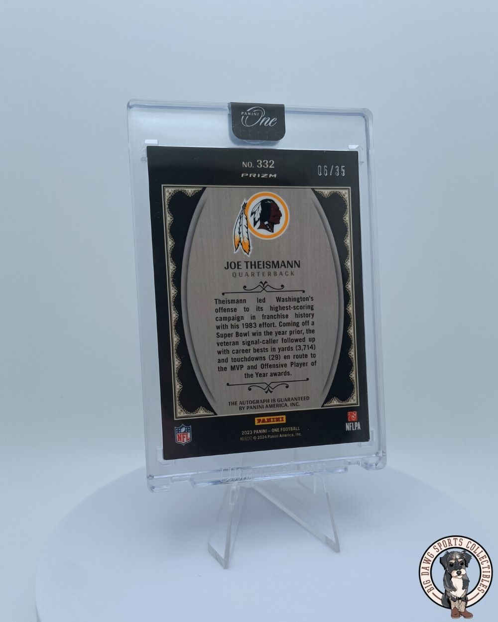 Joe Theismann 2023 Panini One Once Upon a Time Autograph Card #332 06/35 - Washington Redskins