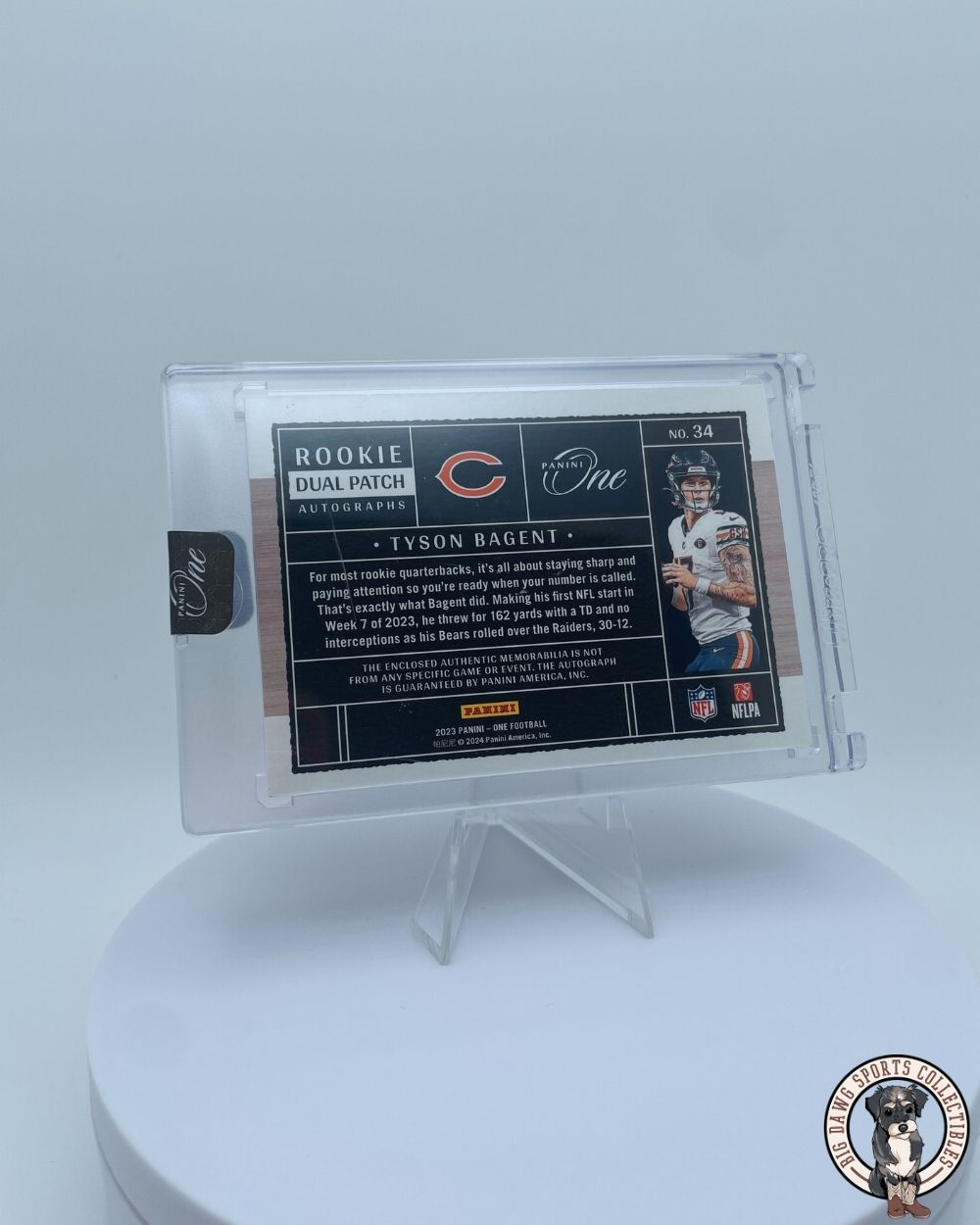 Tyson Bagent 2023 Panini One Rookie Dual Patch Autograph Card #34 137/199 - Chicago Bears (RC)