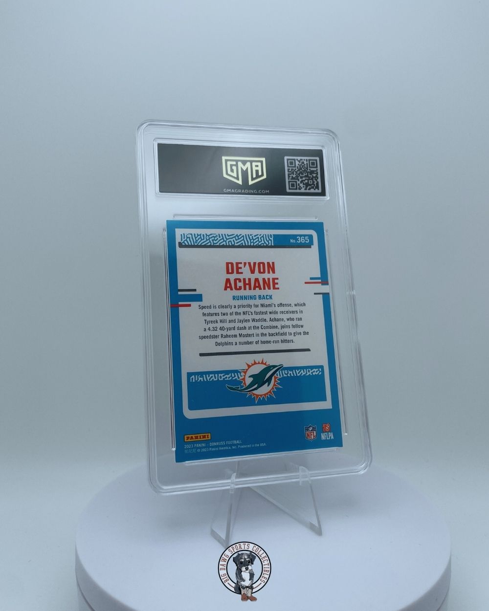 De’Von Achane 2023 Donruss Rated Rookie Card #365 - GMA 10 Gem Mint