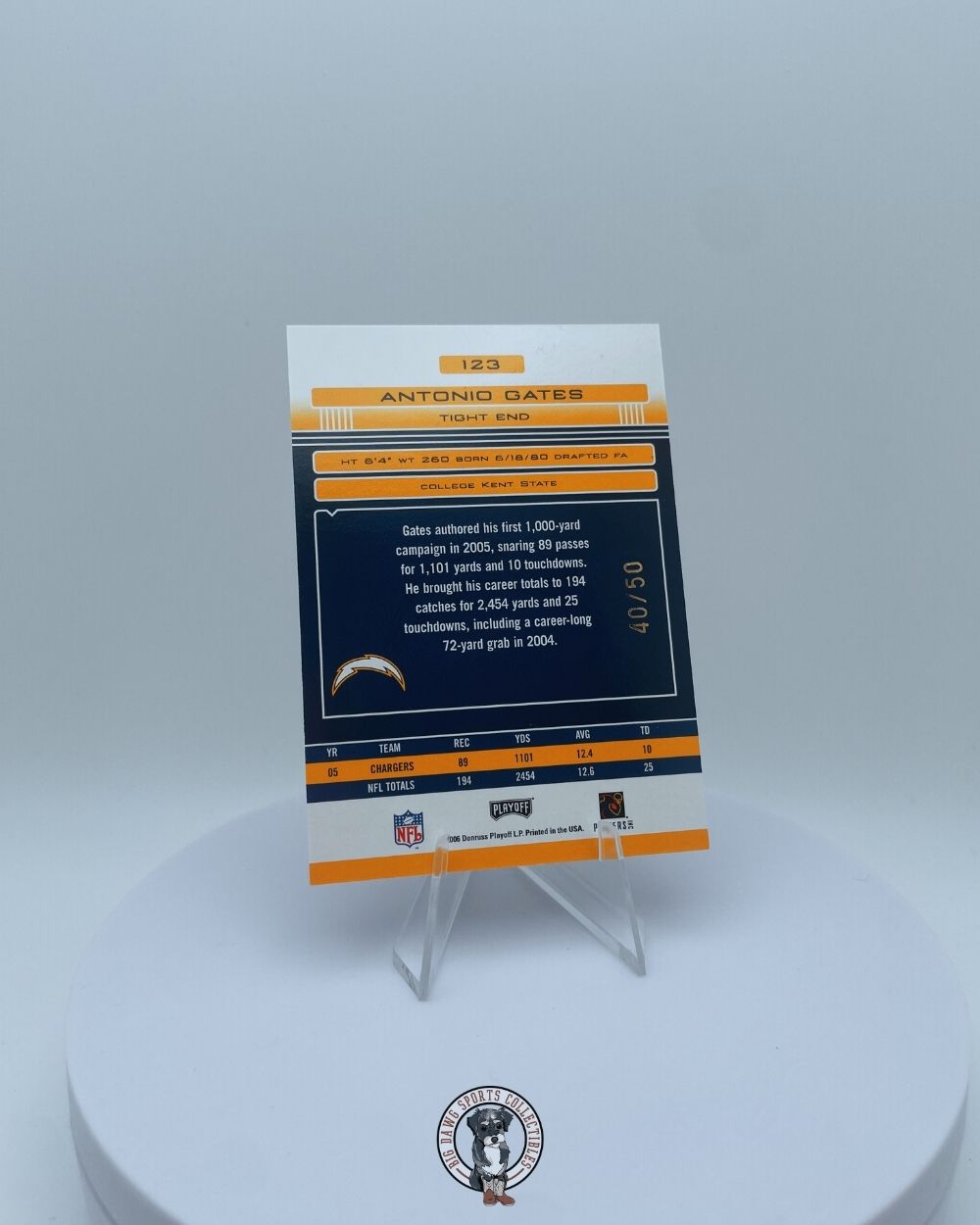 Antonio Gates 2006 Playoff Absolute Memorabilia Spectrum Auto #123 - 40/50