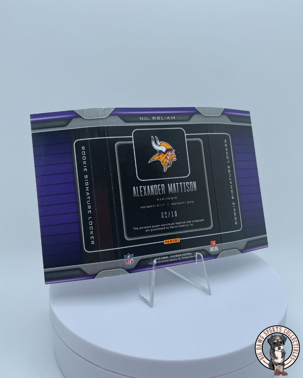 Alexander Mattison 2019 Panini Playbook Rookie Signature Locker #RSL-AM - 02/10 - Autographed