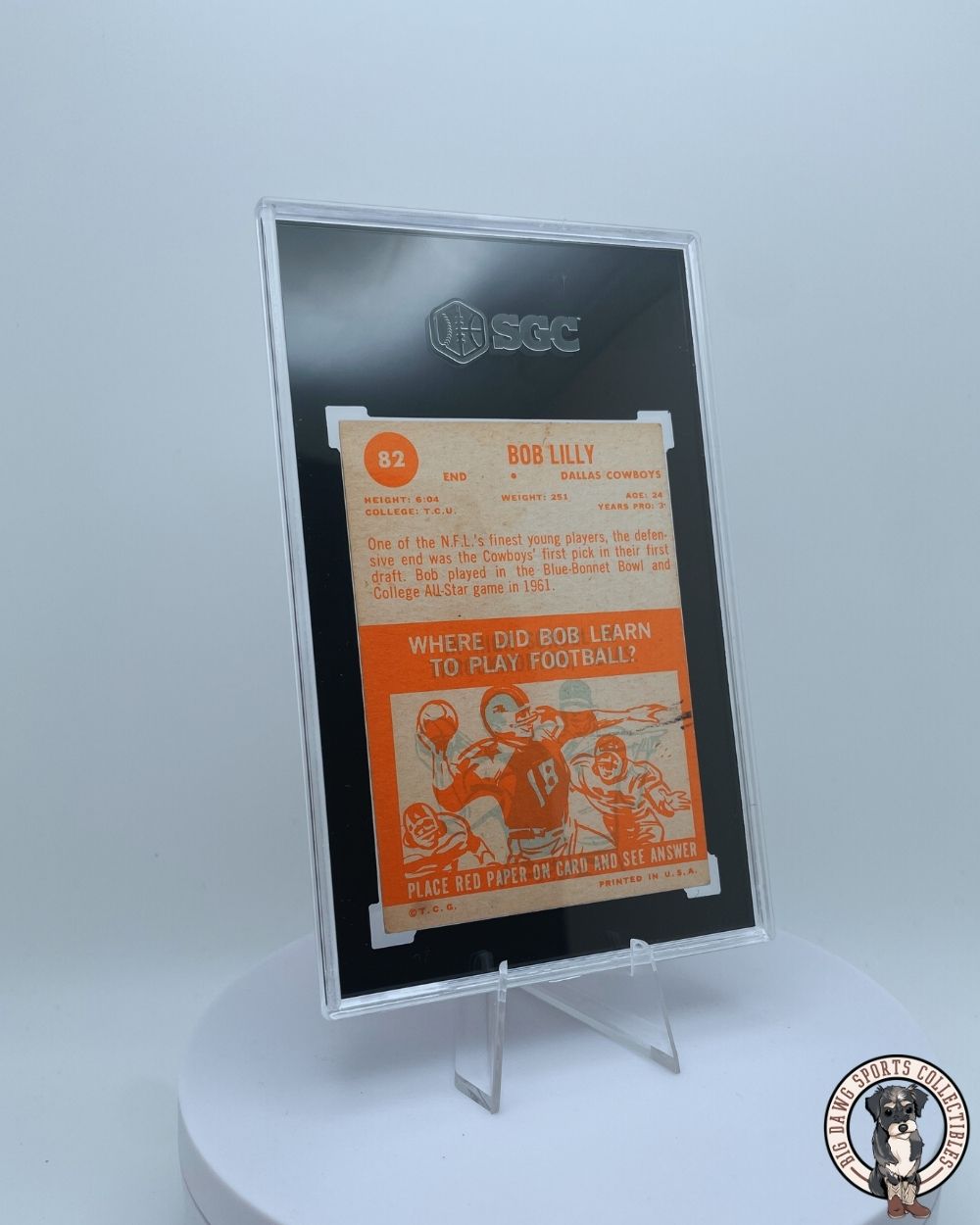 Bob Lilly 1963 Topps #82 Rookie Card - SGC 3.5 VG - Dallas Cowboys Hall of Fame Icon