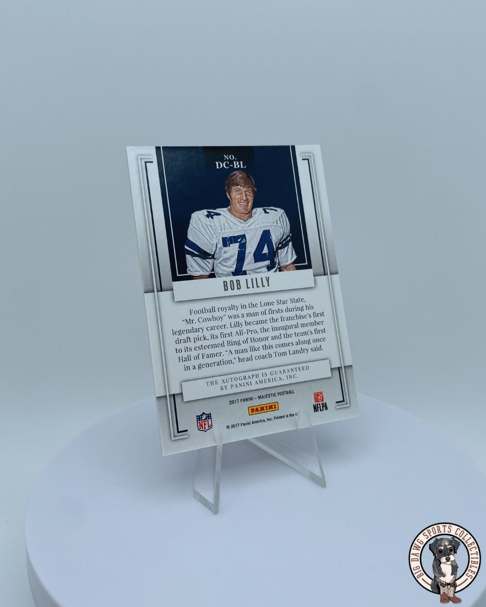 Bob Lilly 2017 Panini Majestic Team Pedigree Autograph Card - 09/10 - Dallas Cowboys Hall of Fame Legend