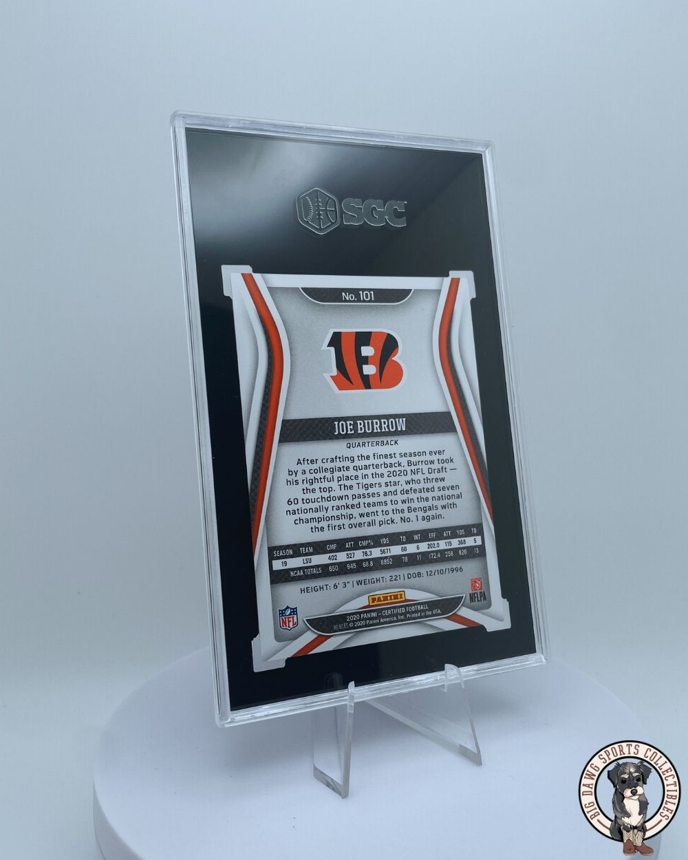 Joe Burrow 2020 Panini Certified Mirror Blue Rookie Card #101 - SGC 10 Gem Mint - Limited Edition 41/75