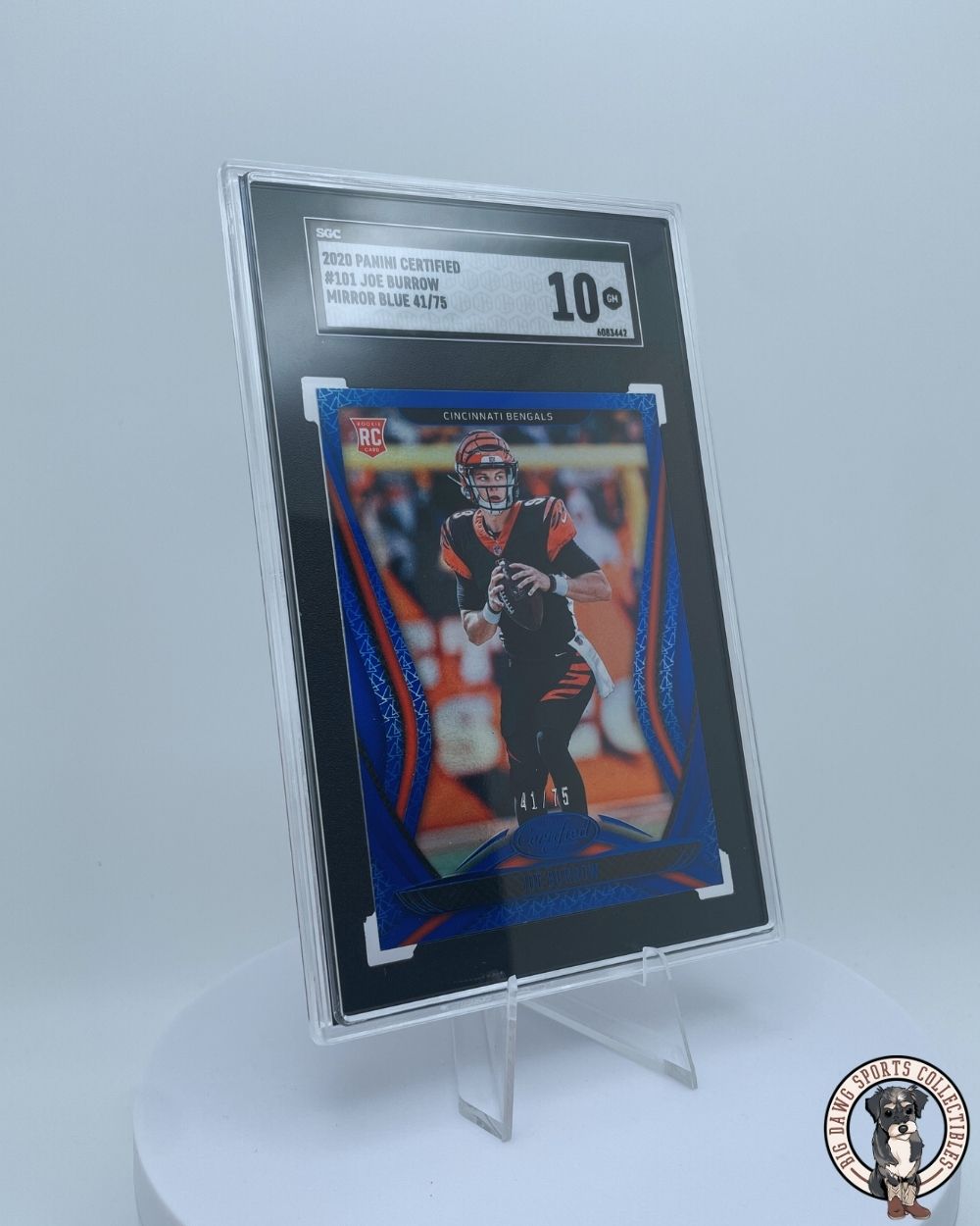 Joe Burrow 2020 Panini Certified Mirror Blue Rookie Card #101 - SGC 10 Gem Mint - Limited Edition 41/75