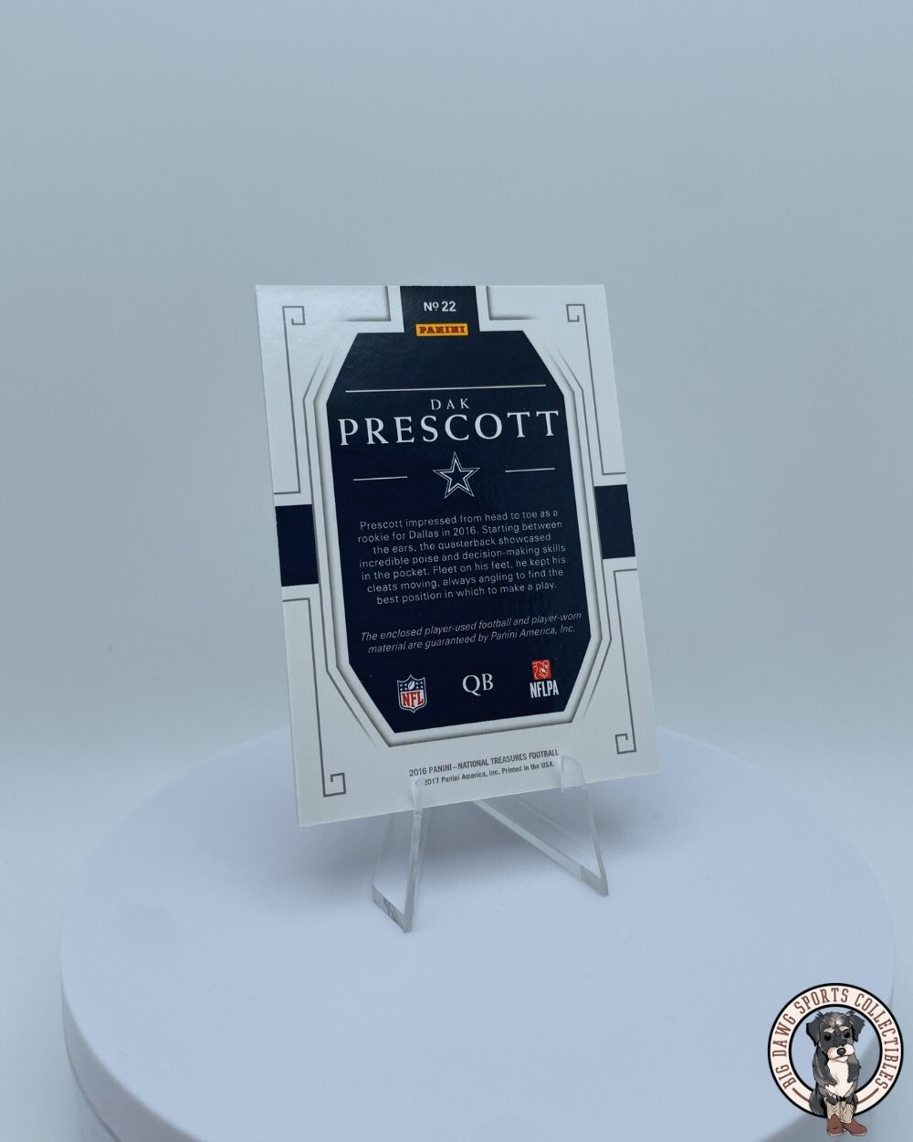 Dak Prescott 2016 National Treasures #22 Double Cut Card - Game-Worn Jersey & Game-Used Ball - /10 - Panini
