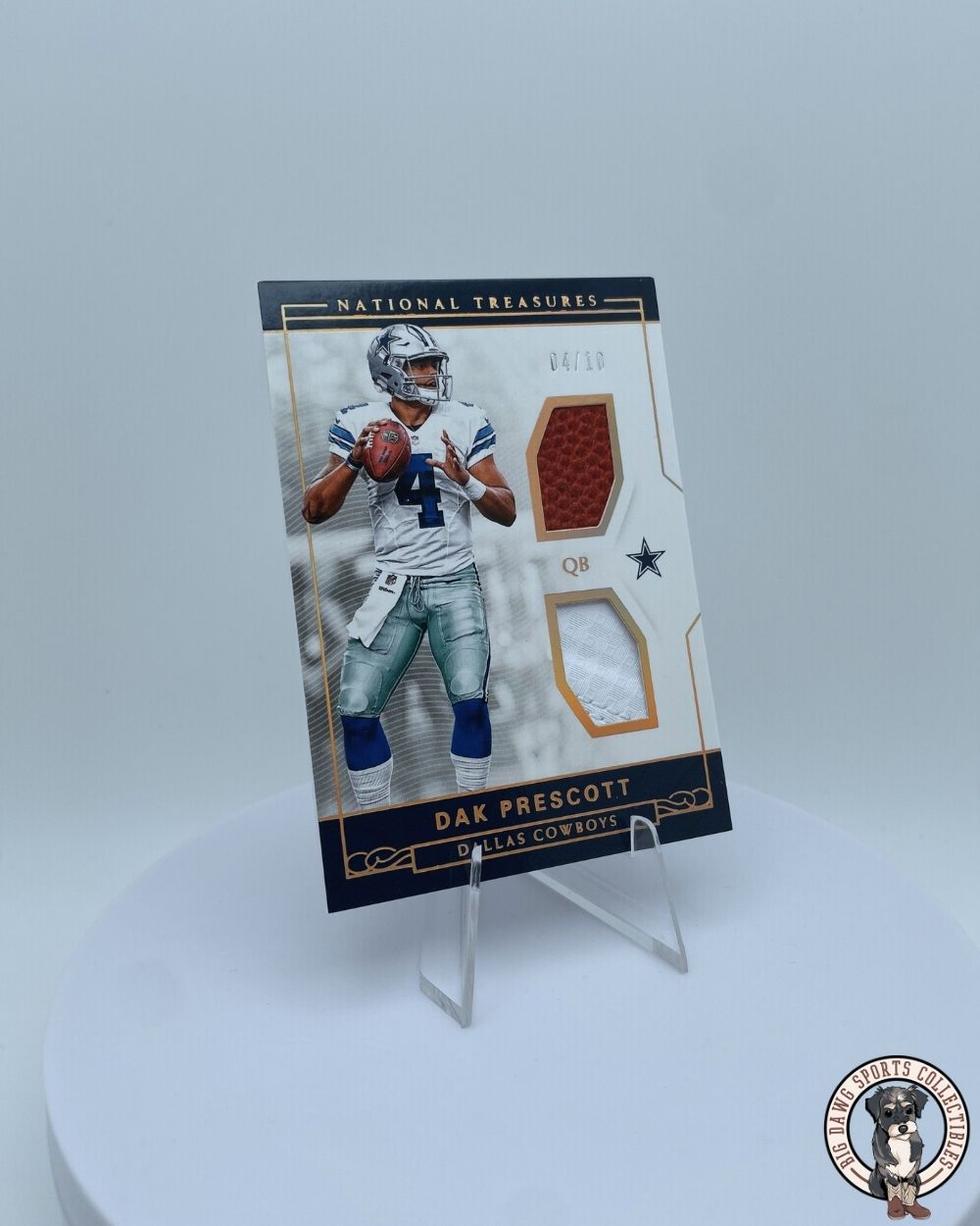 Dak Prescott 2016 National Treasures #22 Double Cut Card - Game-Worn Jersey & Game-Used Ball - /10 - Panini