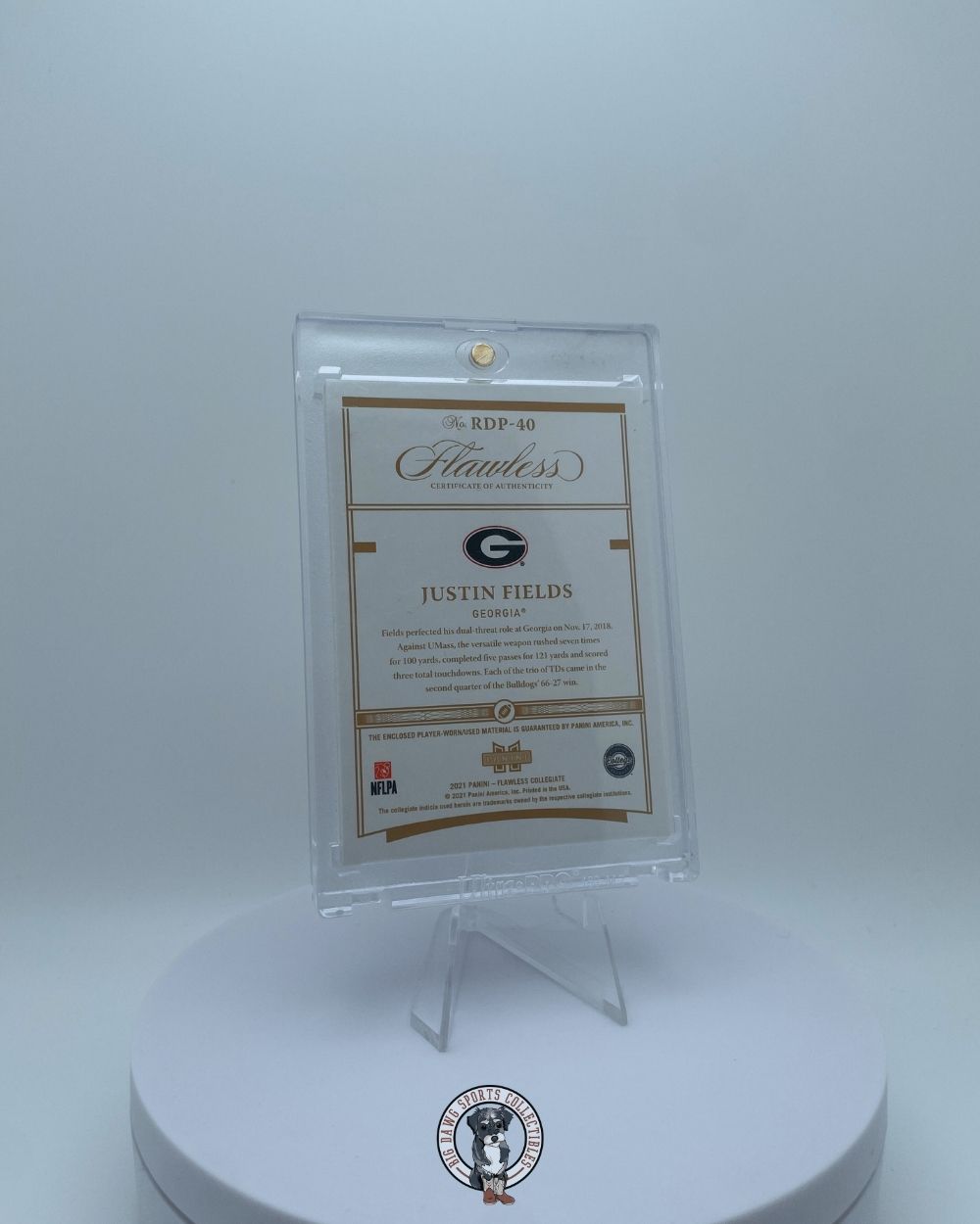 Justin Fields 2021 Panini Flawless Collegiate Patch Auto #19/25 - Georgia Bulldogs