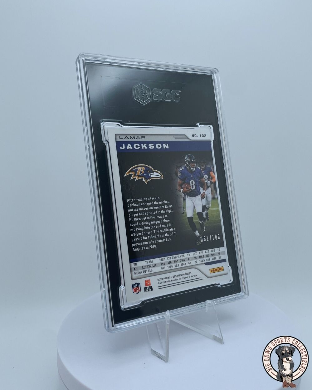 Lamar Jackson 2018 Panini Obsidian Rookie #102 /100 - SGC 9.5
