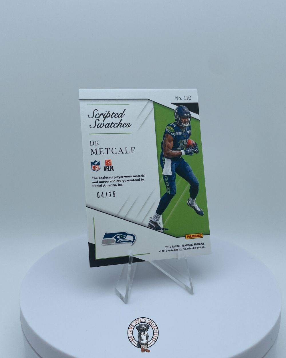 DK Metcalf 2019 Majestic Scripted Swatches Rookie Patch Auto #14 - 04/25