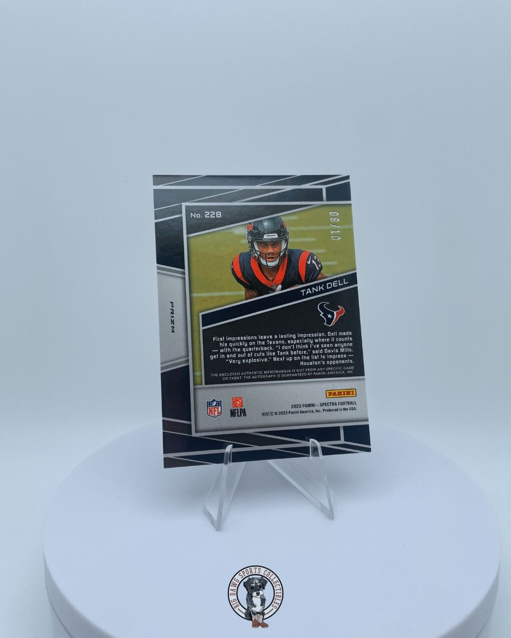 Tank Dell 2023 Panini Spectra Aspiring Patch Auto Card #228 - 08/10