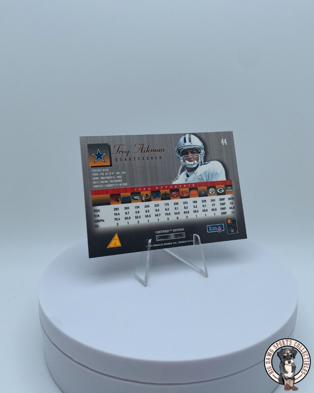 Troy Aikman 1995 Select Certified Edition Card #44 - Dallas Cowboys