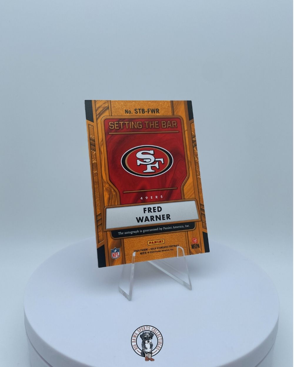 Fred Warner 2023 Panini Gold Standard "Setting the Bar" Autographed Card #STB-FWR 06/49
