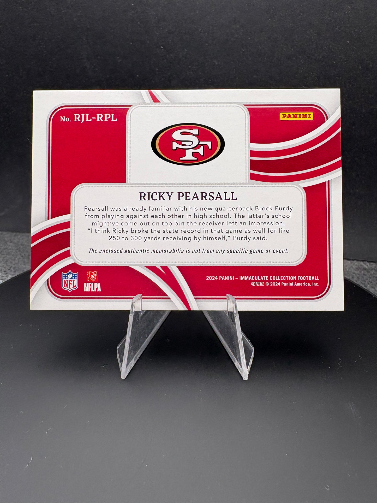 2024 Immaculate Collection Ricky Pearsall /15 ADIDAS gloves brand logo