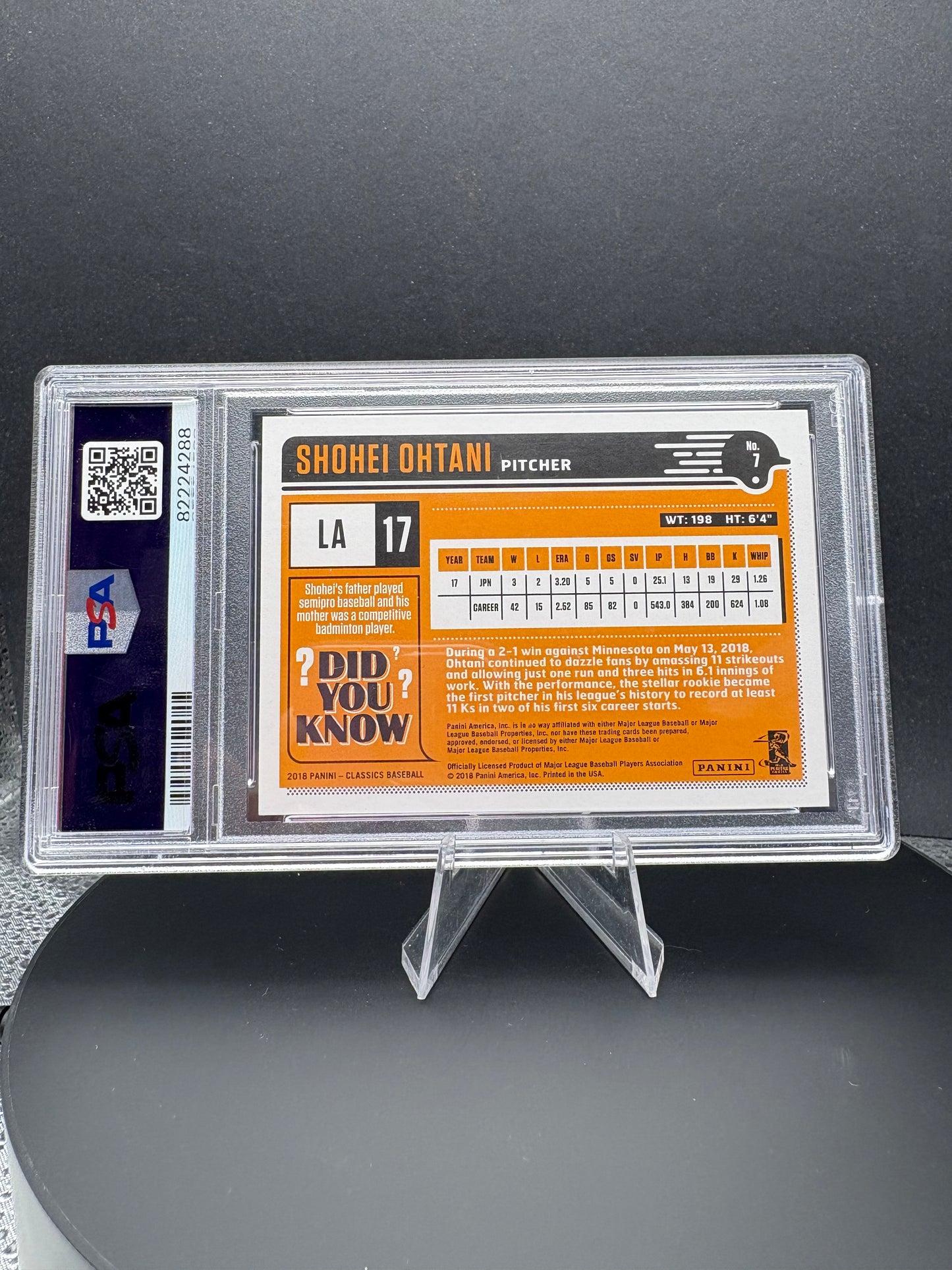 2018 Chronicles Shohei Ohtani PSA 10 RC Classics