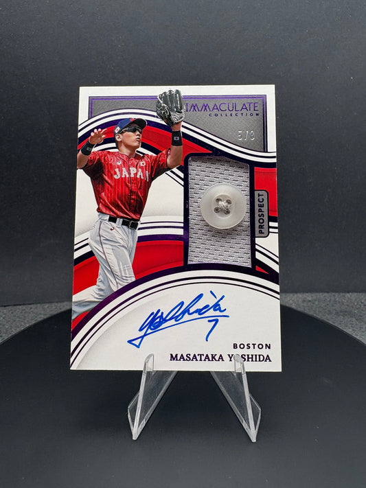2023 Immaculate Collection Masataka Yoshida /8 patch with a button AUTO