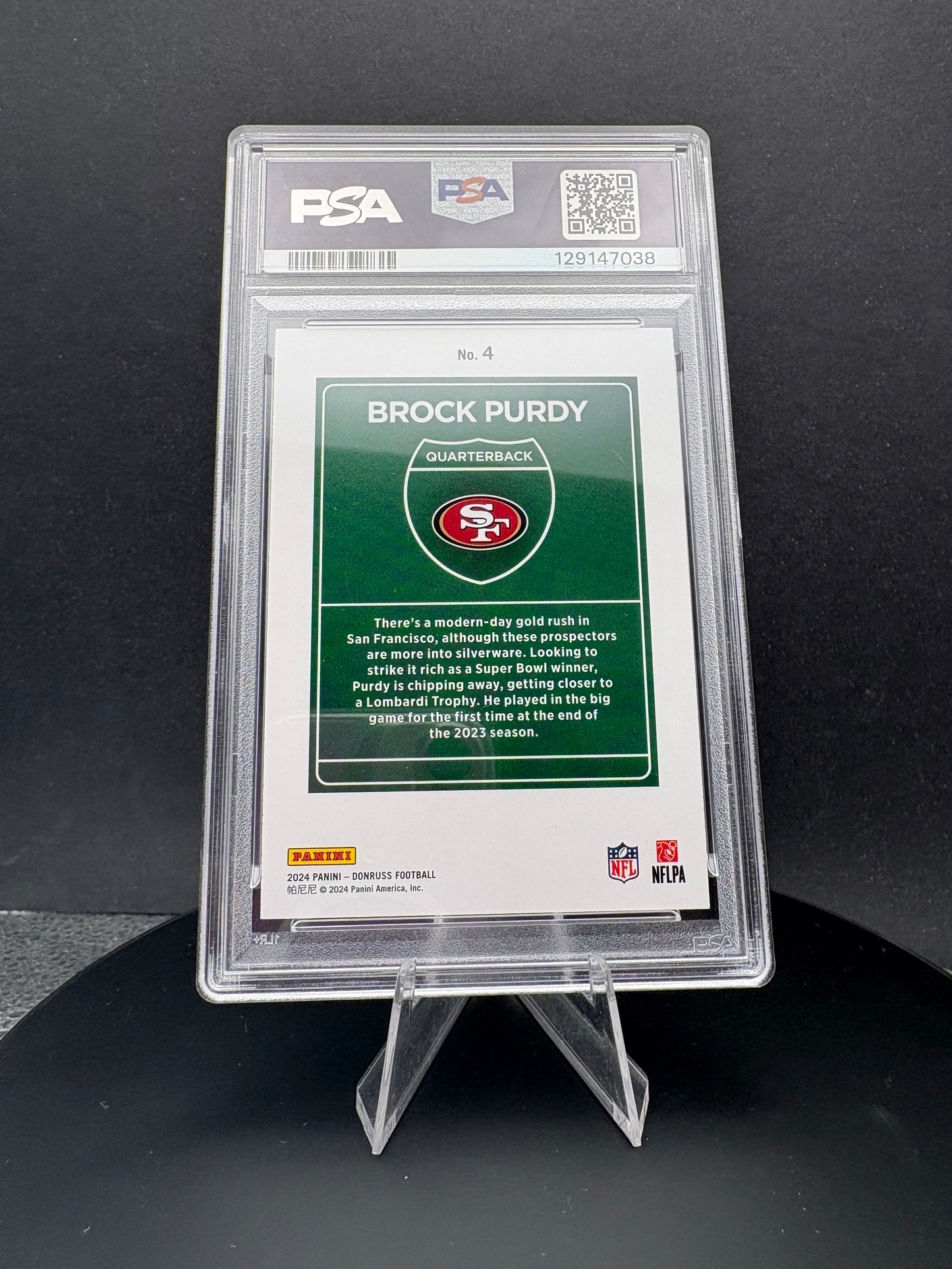 2024 Donruss Brock Purdy Downtown PSA 9