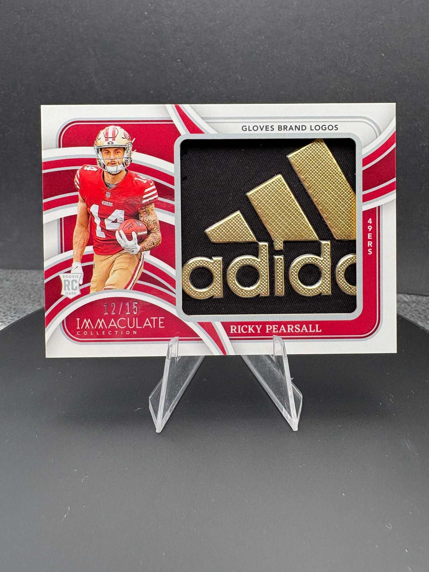 2024 Immaculate Collection Ricky Pearsall /15 ADIDAS gloves brand logo