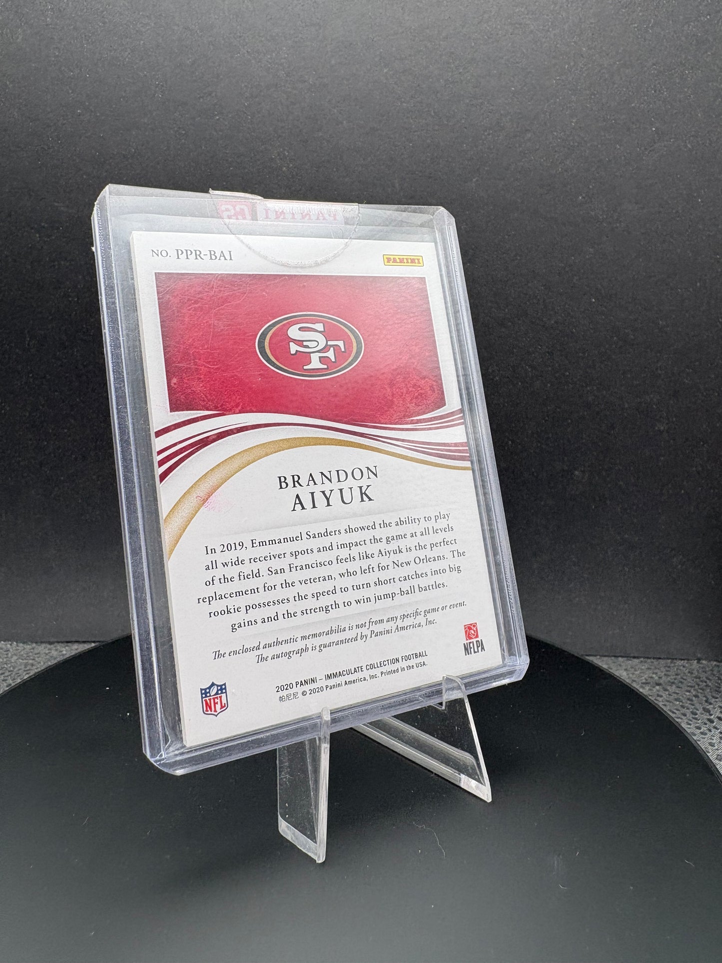 2020 Immaculate Collection Brandon Aiyuk 2 color patch RPA /99