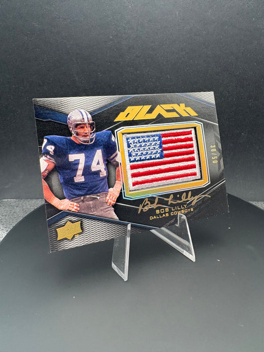2009 Upper Deck Bob Lilly Black USA Flag patch /50 AUTO